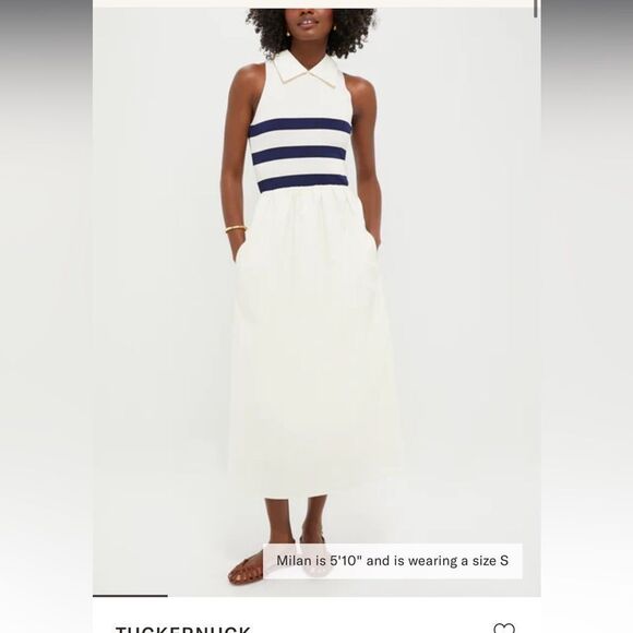 Tuckernuck ivory navy striped Marina dress small s worn...